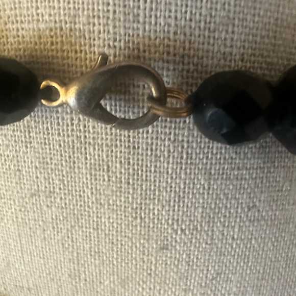 Chunky Lucite Bead Necklace Black 20” Secure Clasp Little Black Dress Necklace - Picture 3 of 5